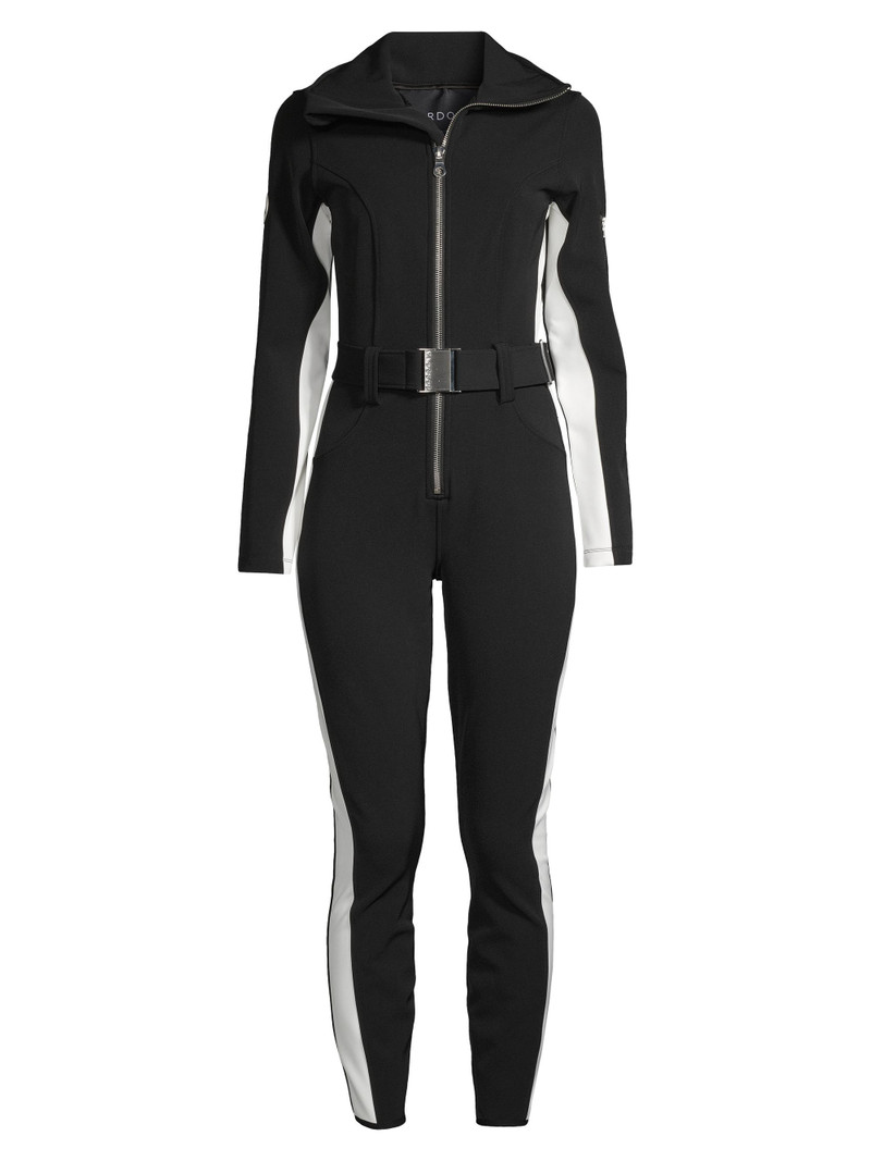 Women's Cordova Belted Stripe Stretch Ski Suit - Onyx 1