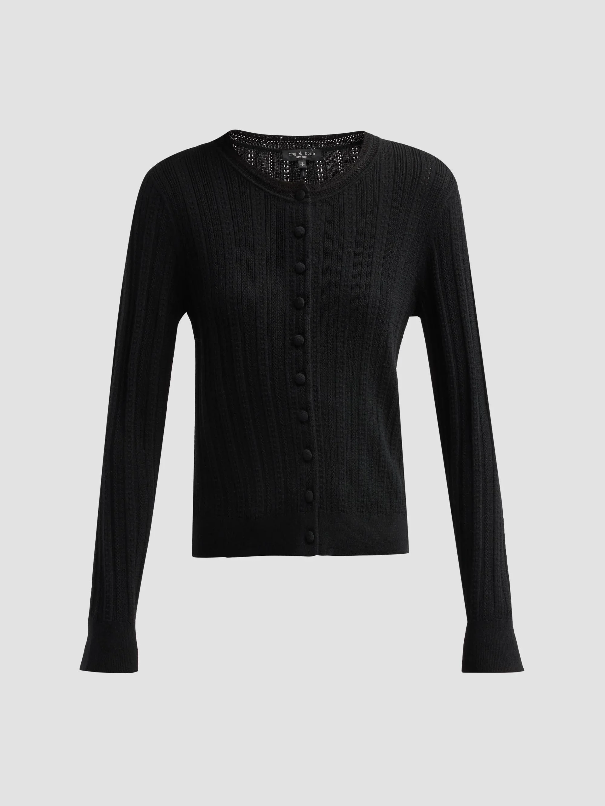 Women's Rhodes Wool Crewneck Cardigan - Black - 1