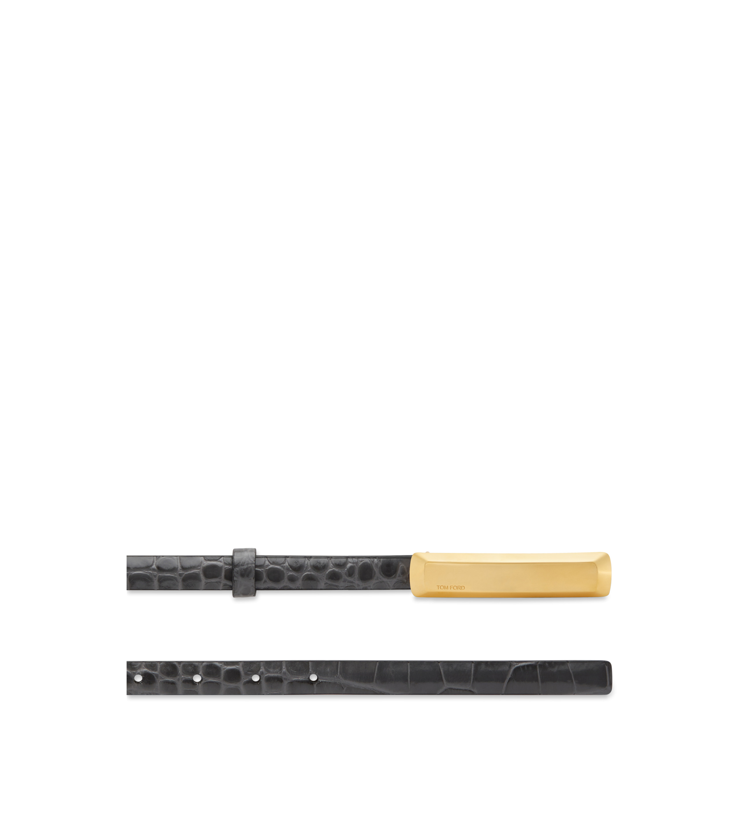 STAMPED CROCODILE LEATHER 15 MM BAR BELT - 2