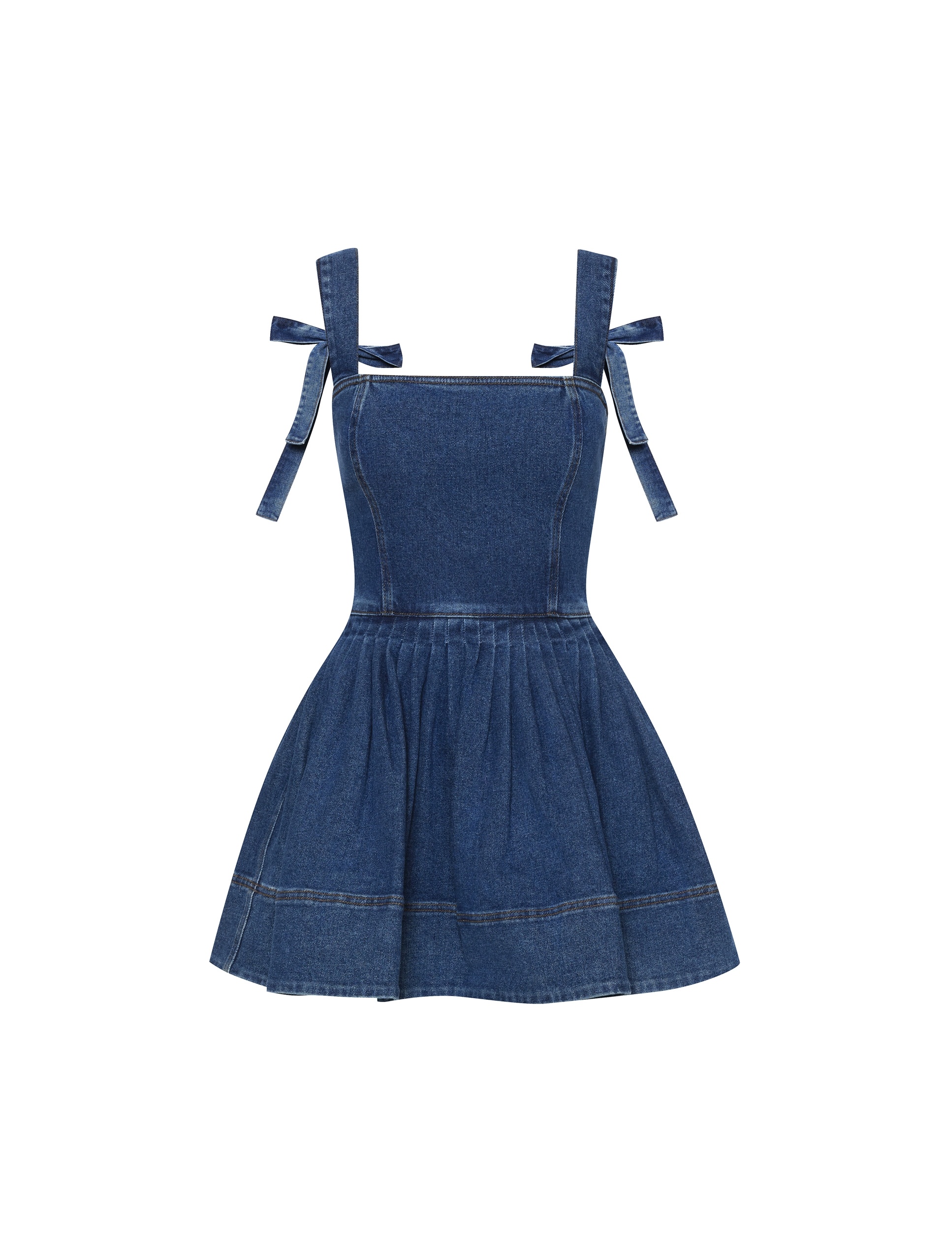 white christmas dresses Dark Denim Bow Willow Mini Dress main image 0