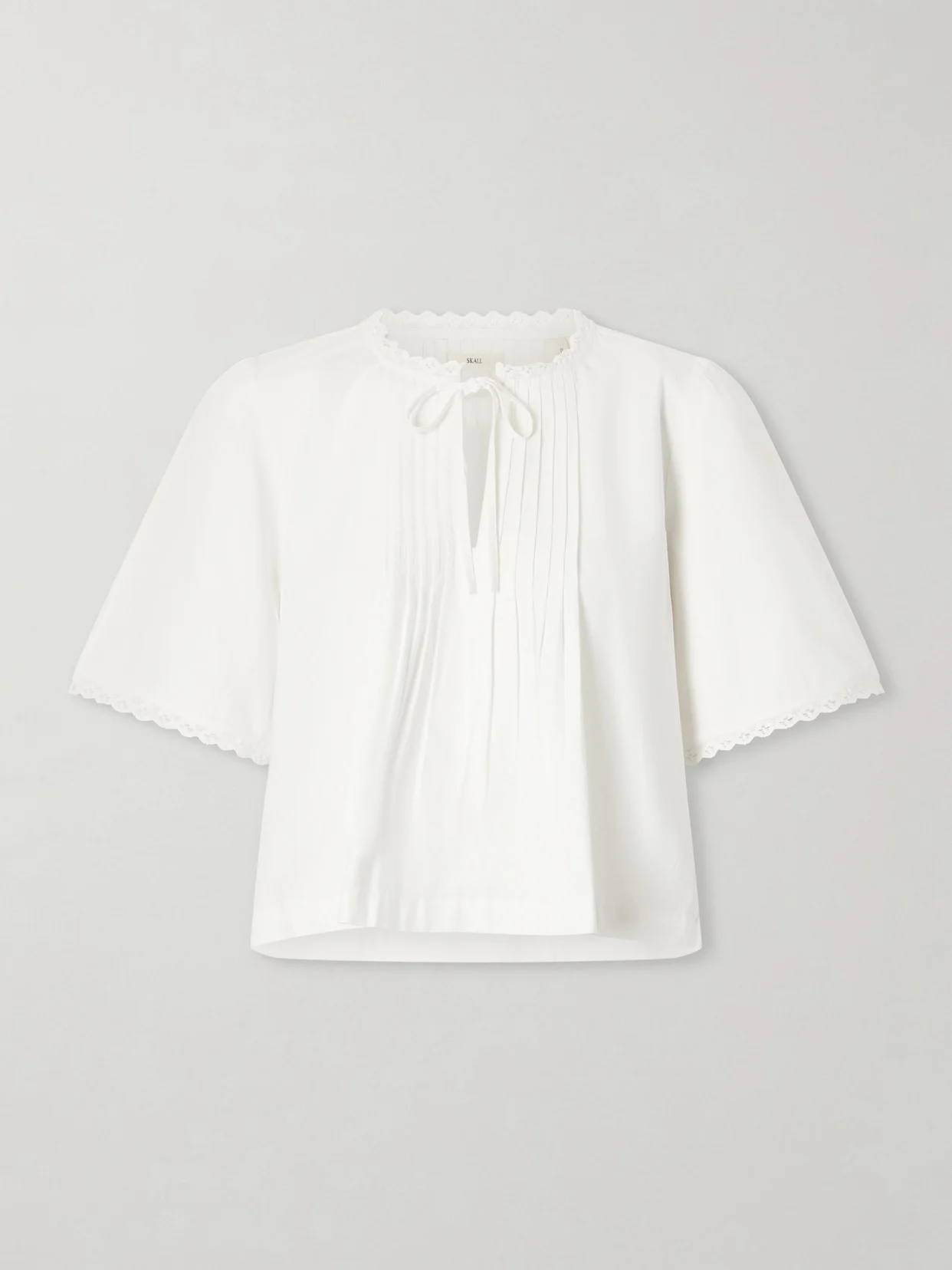 Freesia Pleated Lace-trimmed Organic Cotton Shirt - 1