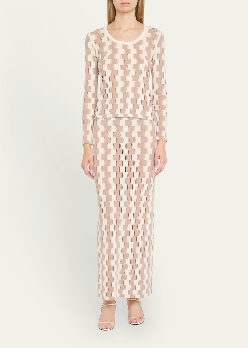 ZANKOV Marshall Abstract Pencil Merino Wool Maxi Skirt outlook