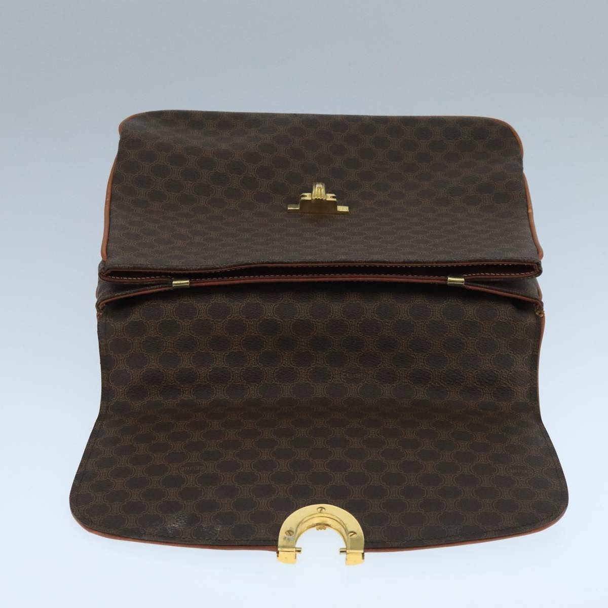 CELINE Macadam Canvas Hand Bag Pvc Leather Brown Gold - 15