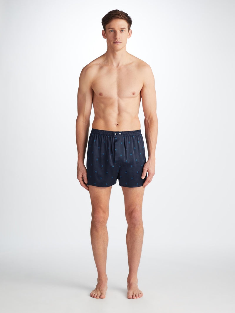 Men's Classic Fit Boxers Brindisi 106 Silk Satin Navy - 3