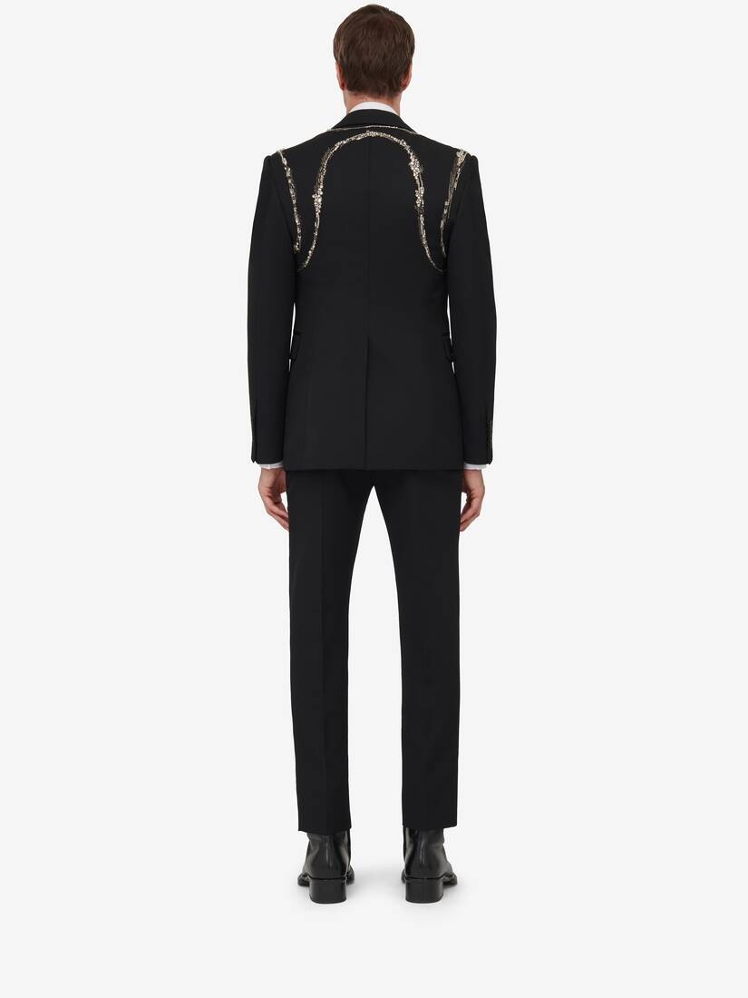 Men's Crystal Harness Single-breasted Jacket in Black - 4