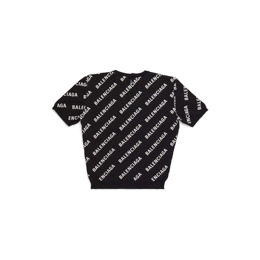 Women's Allover Logo Crop Short Sleeve Sweater in Black - 6