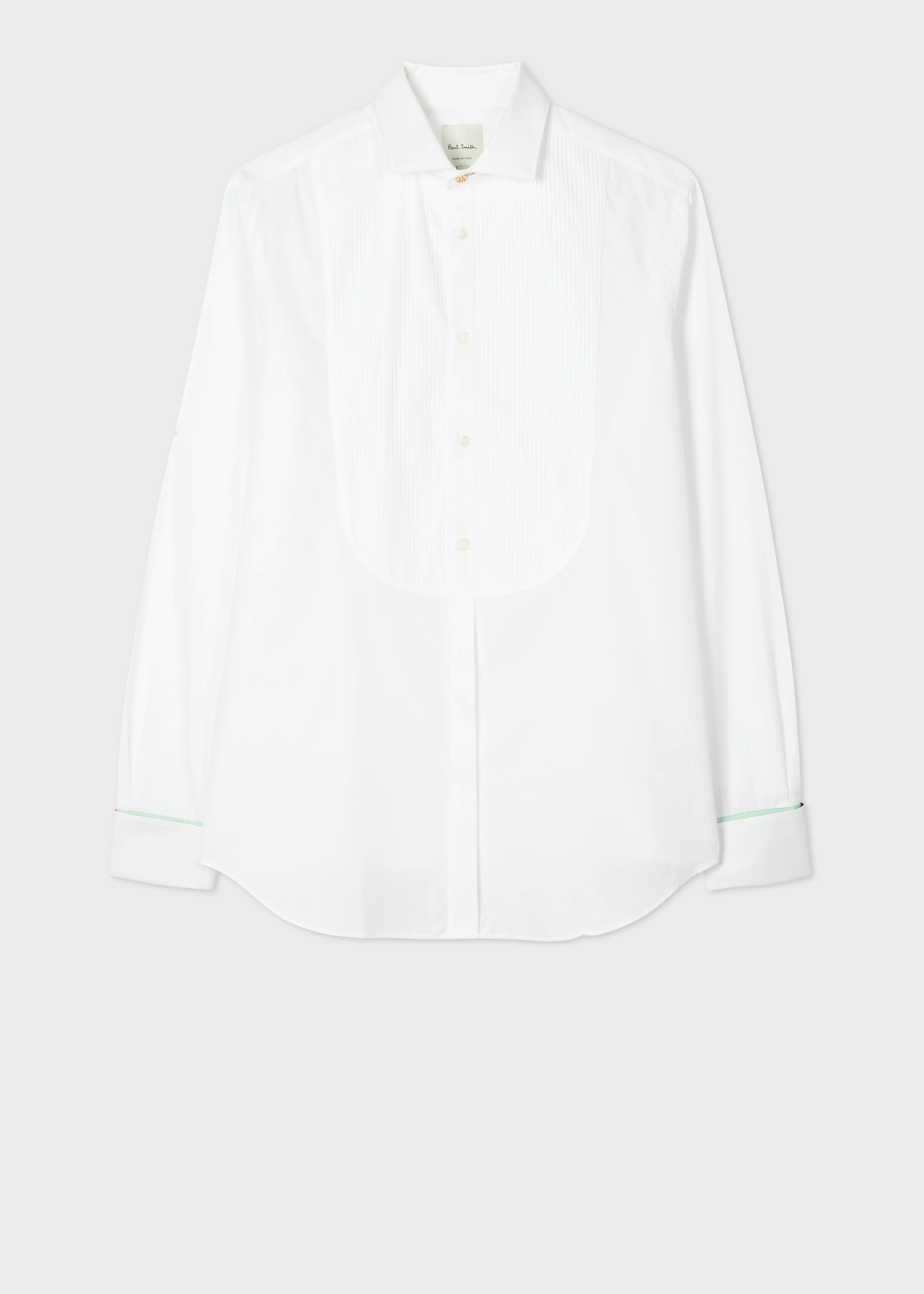 Tailored-Fit White Evening Shirt with 'Artist Stripe' Double Cuff - 1