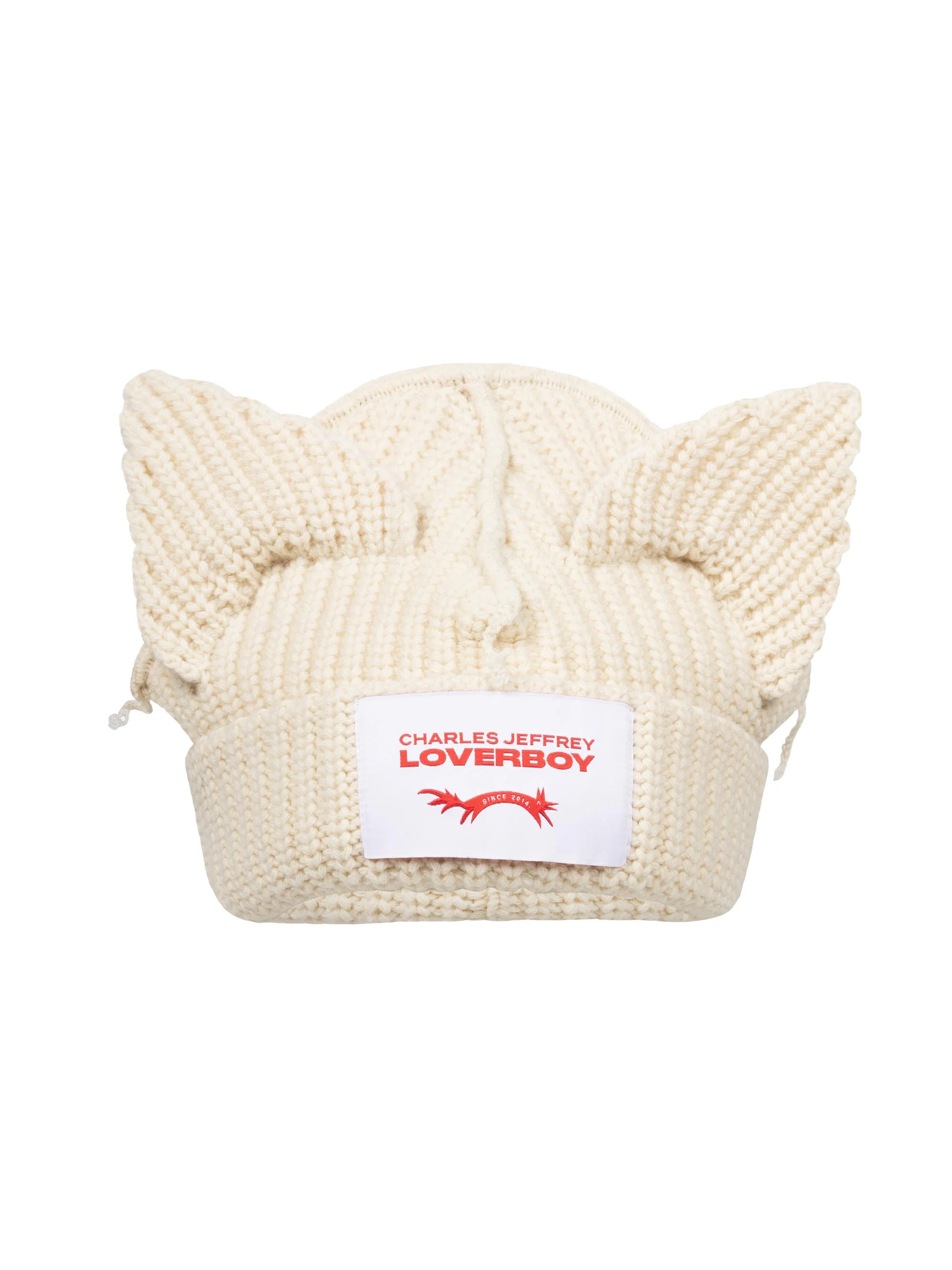 Men's Chunky Ears Wool Beanie - Ecru - 1
