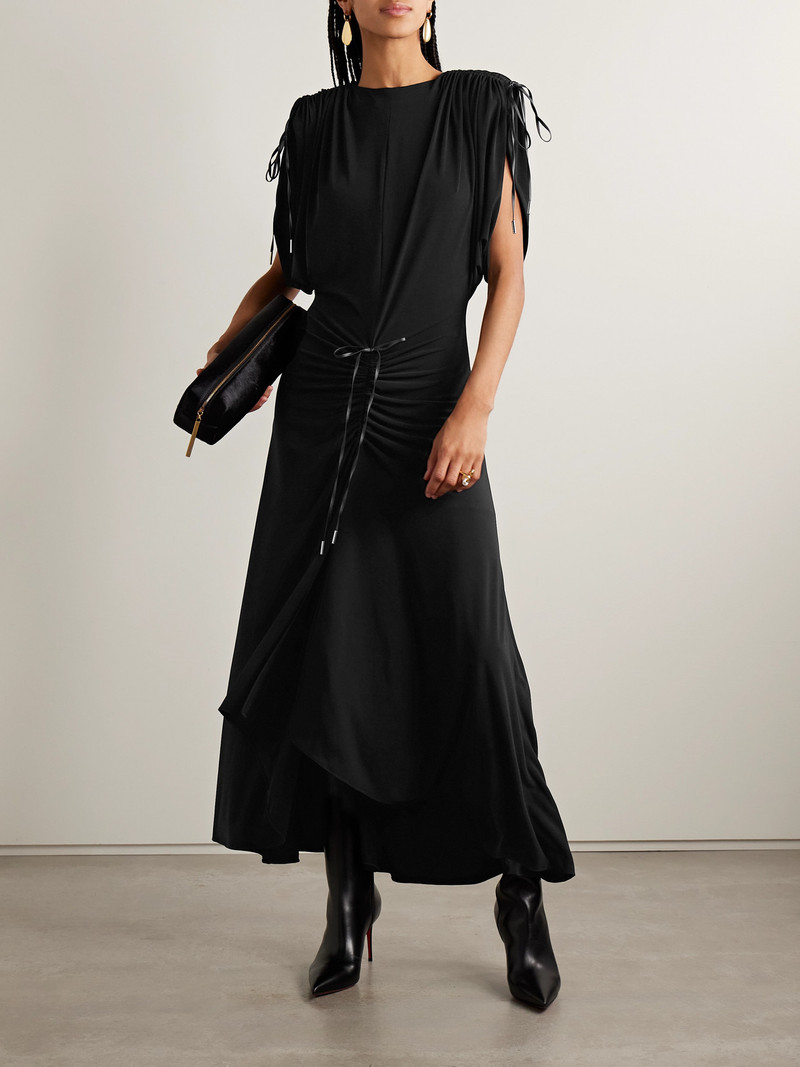 BRANDON MAXWELL The Sienna Tie-detailed Gathered Stretch-jersey Maxi Dress outlook