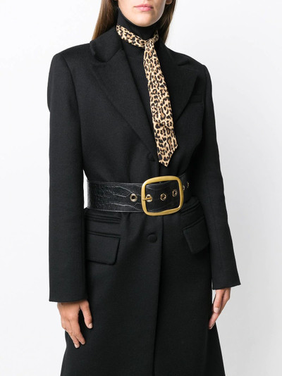 SAINT LAURENT silk leopard-print skinny scarf outlook