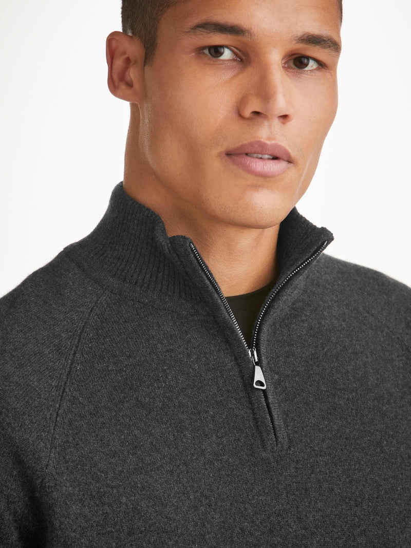 Men's Half-Zip Sweater Finley Cashmere Charcoal - 7