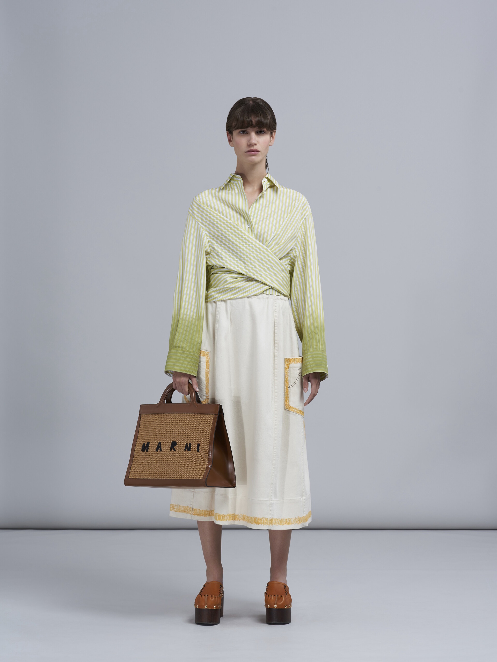 TROPICALIA TOTE BAG IN BROWN LEATHER AND RAFFIA - 2
