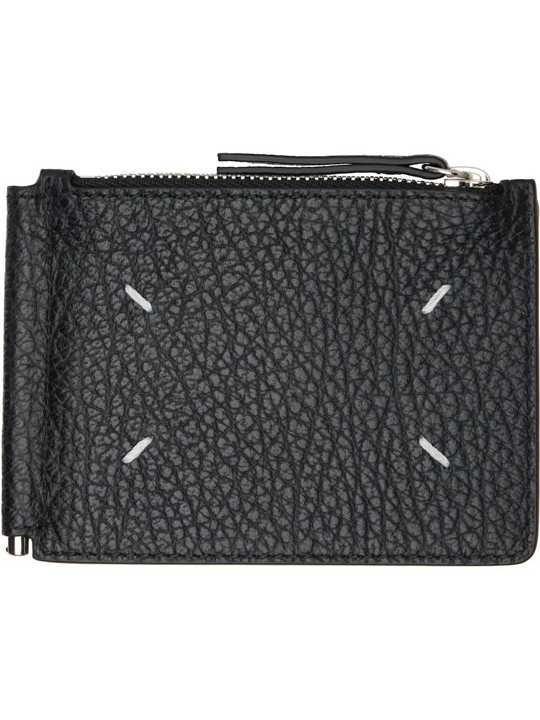 Black Four Stitches Money Clip Wallet - 1