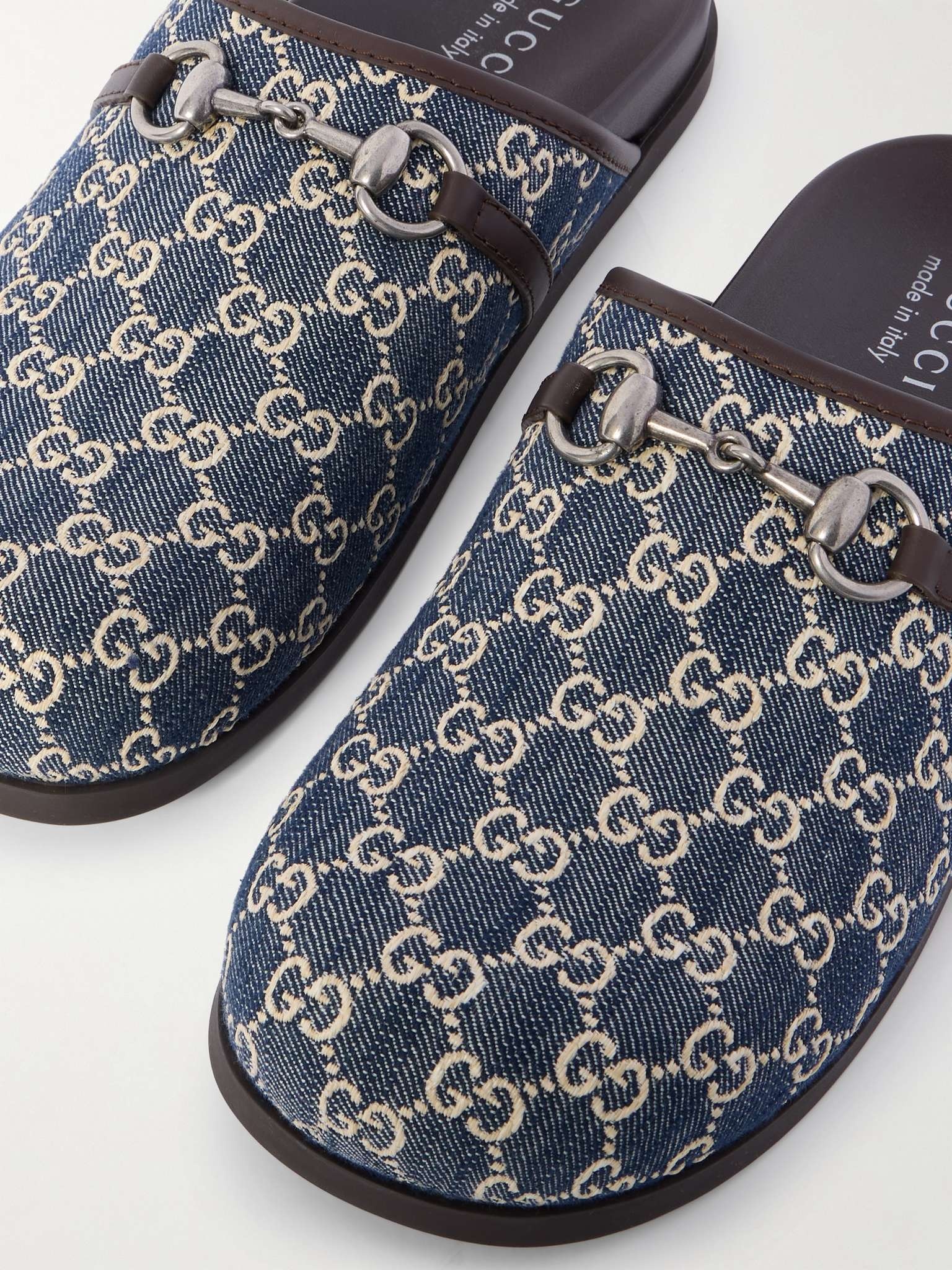 Rhein Horsebit-Embellished Leather-Trimmed Denim Mules - 5