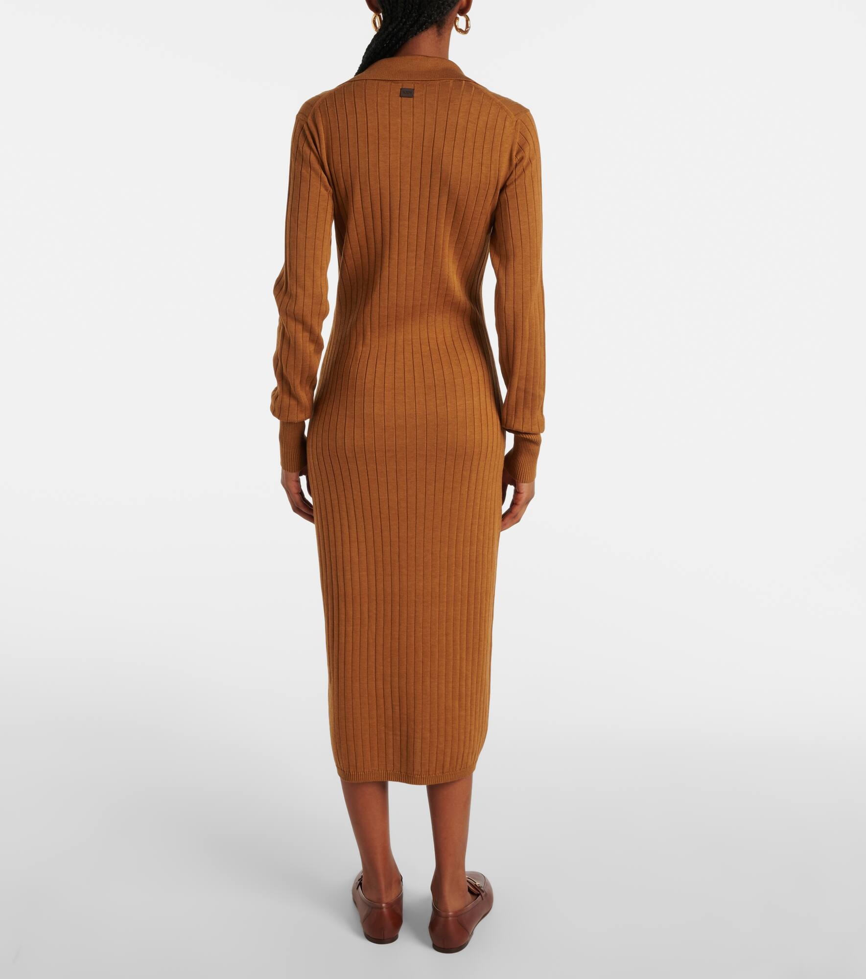 Ribbed-knit silk and cotton midi dress - 3
