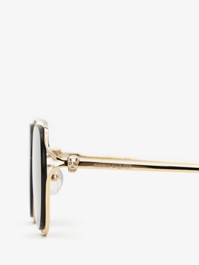 Skull Hinge Round Sunglasses in Gold - 4