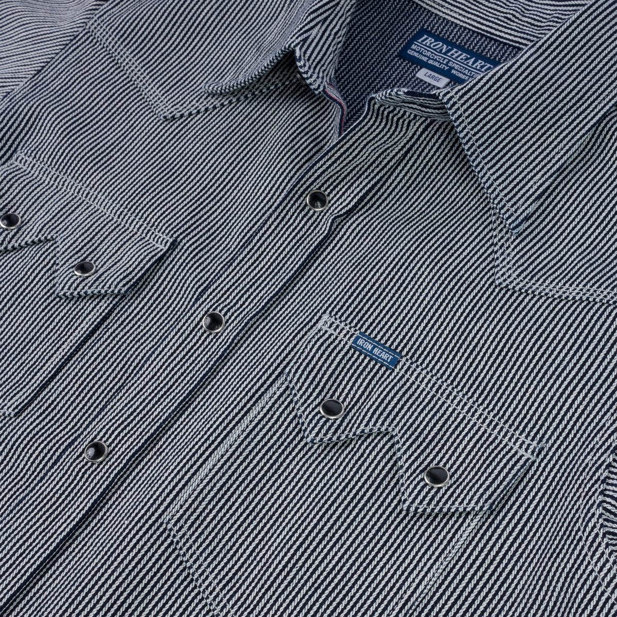 IHSH-365-IND 8oz Herringbone Hickory Stripe Sawtooth Western Shirt - Indigo - 11