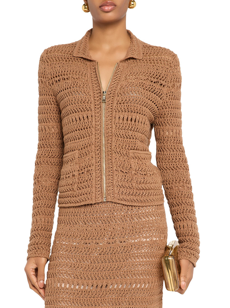 Women's Textured Open Knit Jacket - Vimini 3