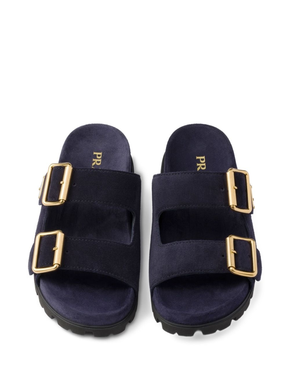 buckle suede slides - 4