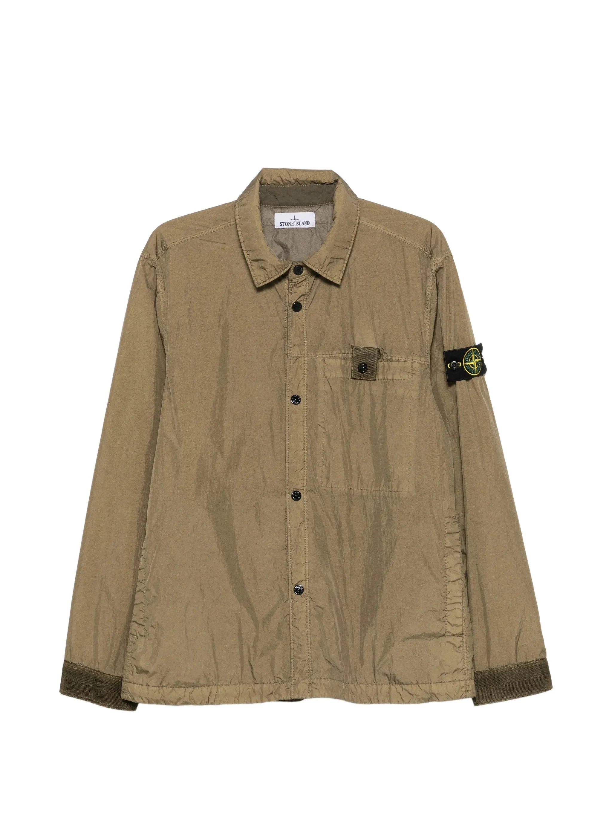Stone Island Garment Dyed Crinkle Reps NY Logo-patch Button-up Lightweight Jacket - 1