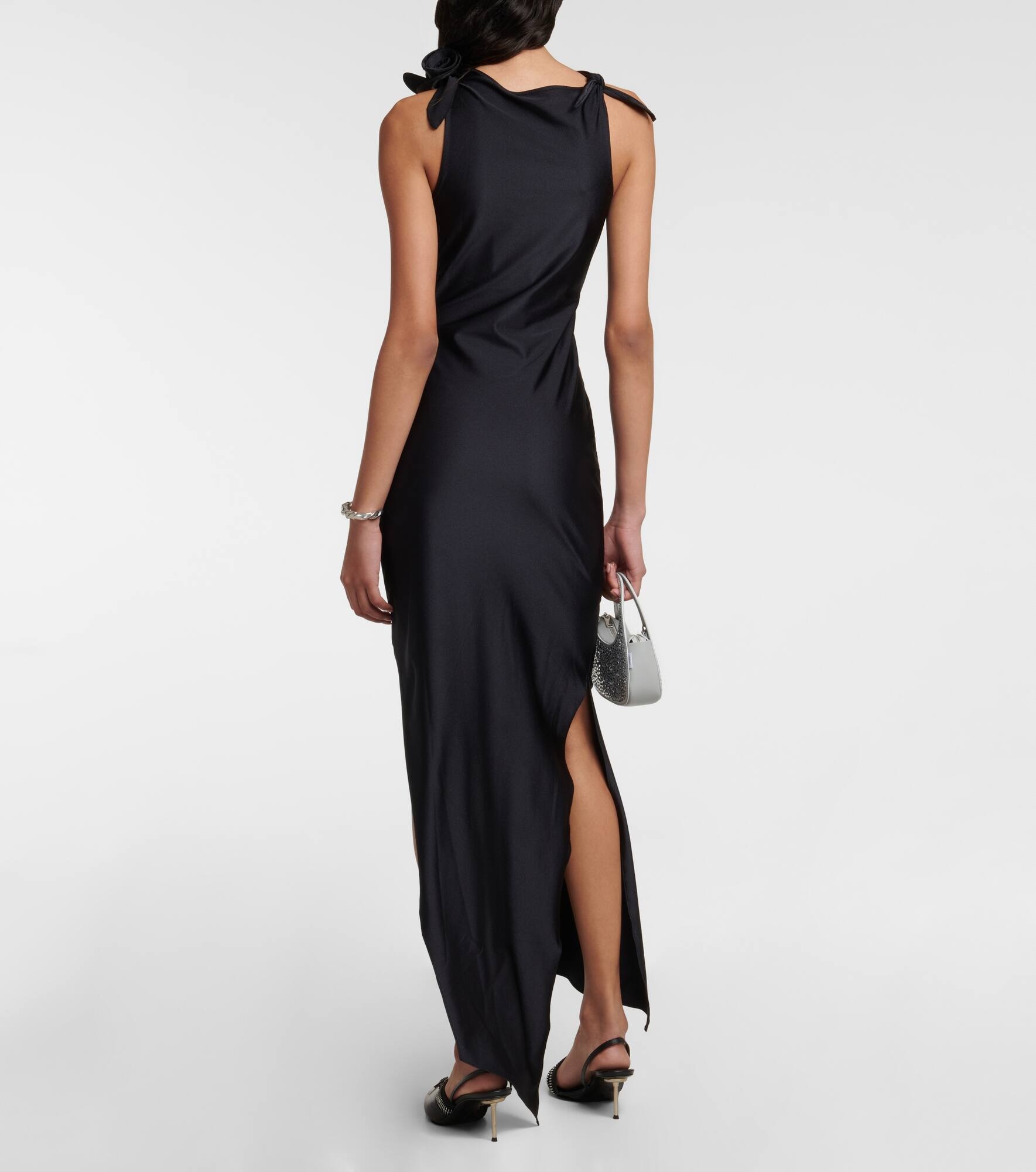 Asymmetrical flower-detail midi dress - 3