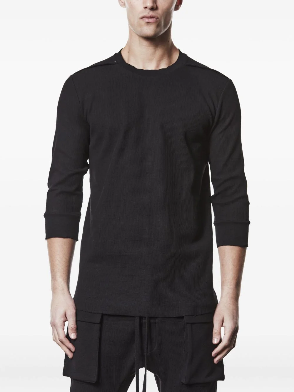ribbed three-quarter sleeve T-shirt - 1