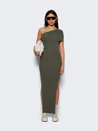 Rick Owens Ribbed One-Shoulder Dress Moss Green outlook