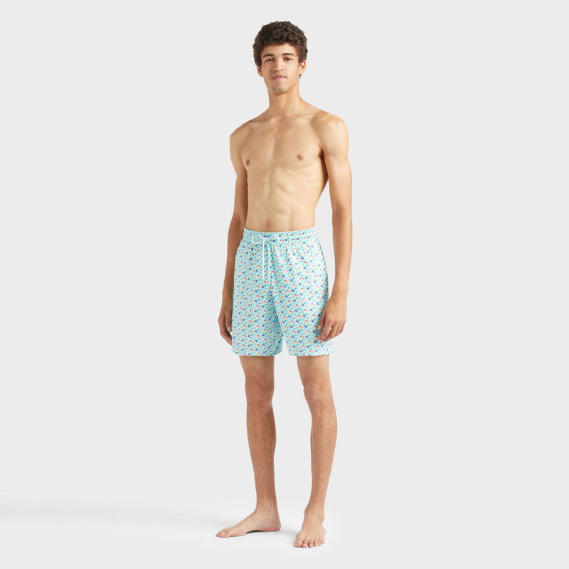 Vilebrequin Men Long Stretch Swim Trunks Micro Ronde Des Tortues Rainbow outlook