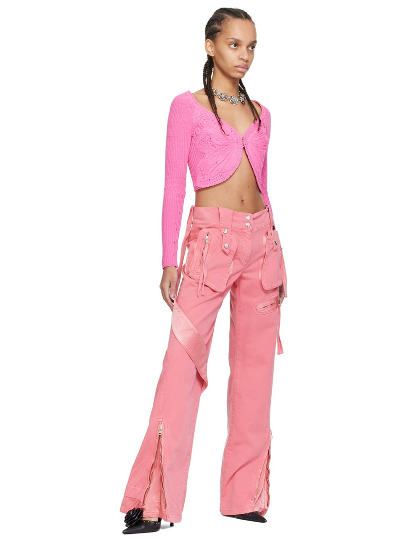 Blumarine Pink Garment-Dyed Denim Cargo Pants outlook