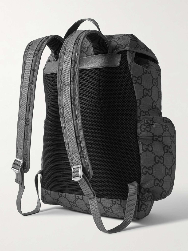 Leather-Trimmed Monogrammed Ripstop Backpack 4