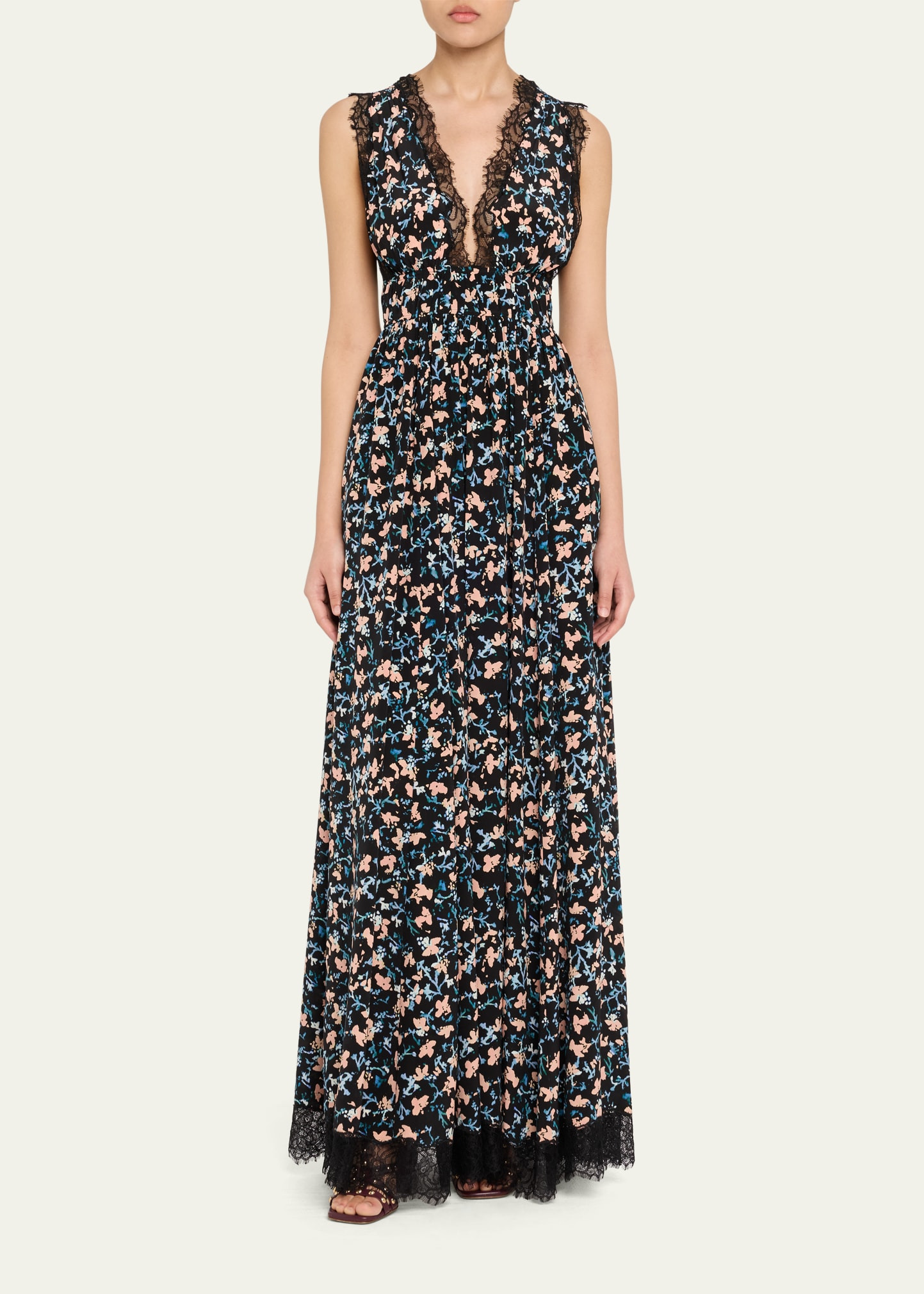 Marguerite V-Neck Silk Lace Gown - 2
