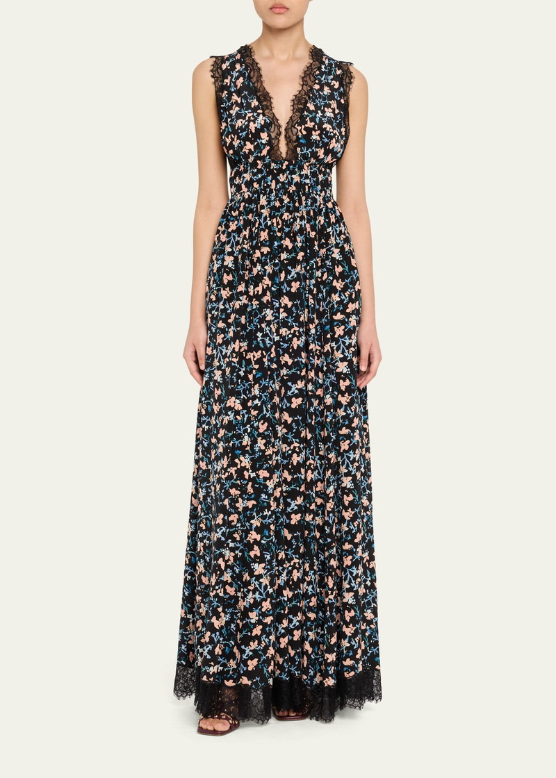 ULLA JOHNSON Marguerite V-Neck Silk Lace Gown outlook