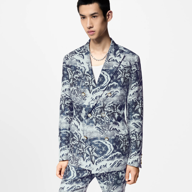 Louis Vuitton Double-Breasted Cotton And Linen Blend Tailored Jacket outlook