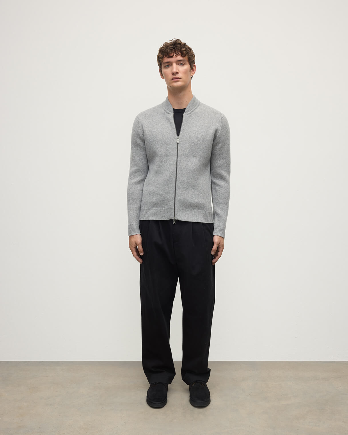 Cashmere Milano Stitch Grey Zip Jacket - 2