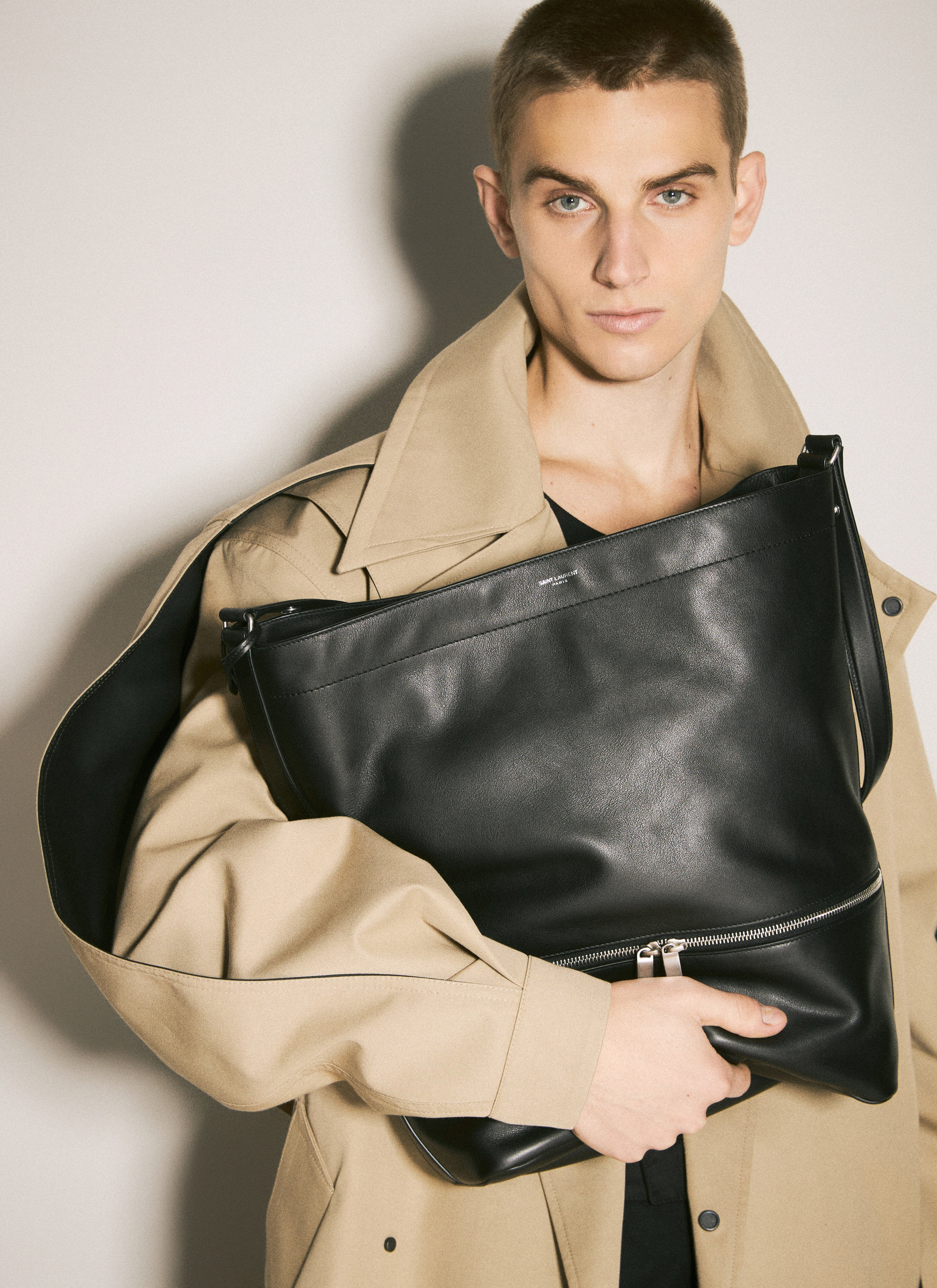 Saint Laurent Men Leather Hobo Tote Bag - 4