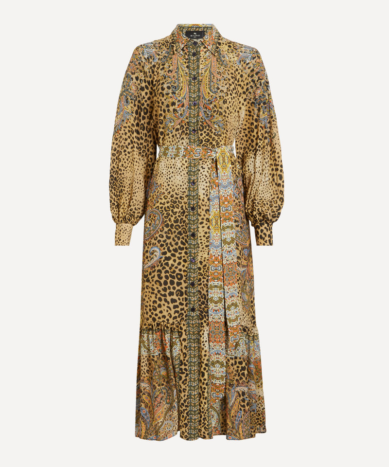 Leopard-Paisley Midi Shirt Dress 1