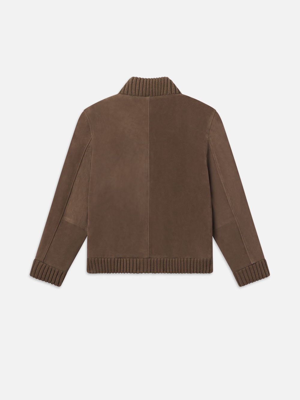 Rib Collar Suede Bomber in Soft Mocha - 3