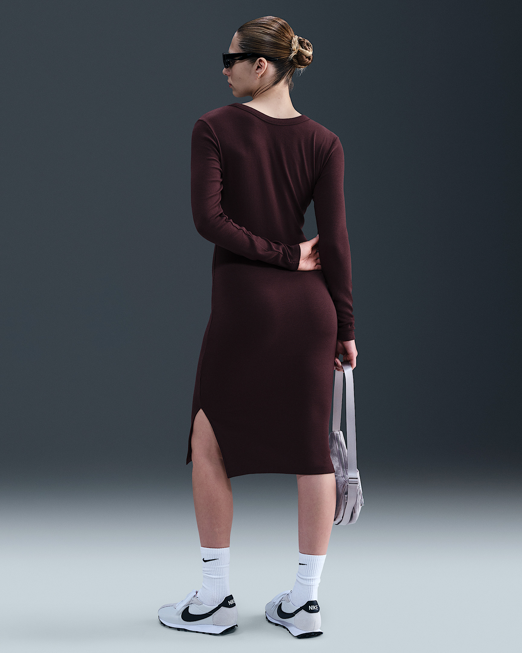 Nike Sportswear Chill Knit Women's Tight Long-Sleeve Midi Mini-Rib Dress - 4