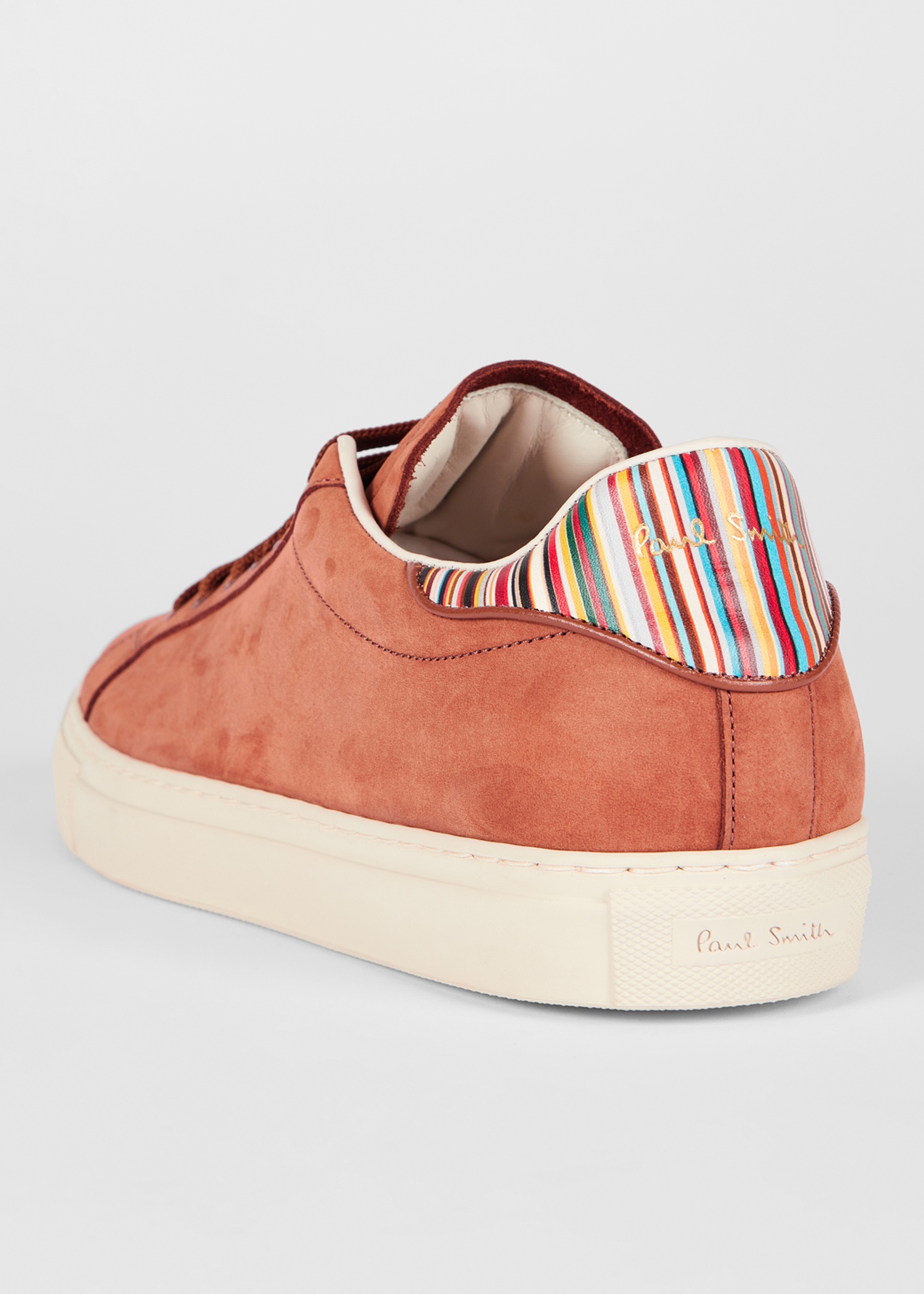 Tan Nubuck Leather 'Beck' Trainers 'Signature Stripe' Heel Panels - 3