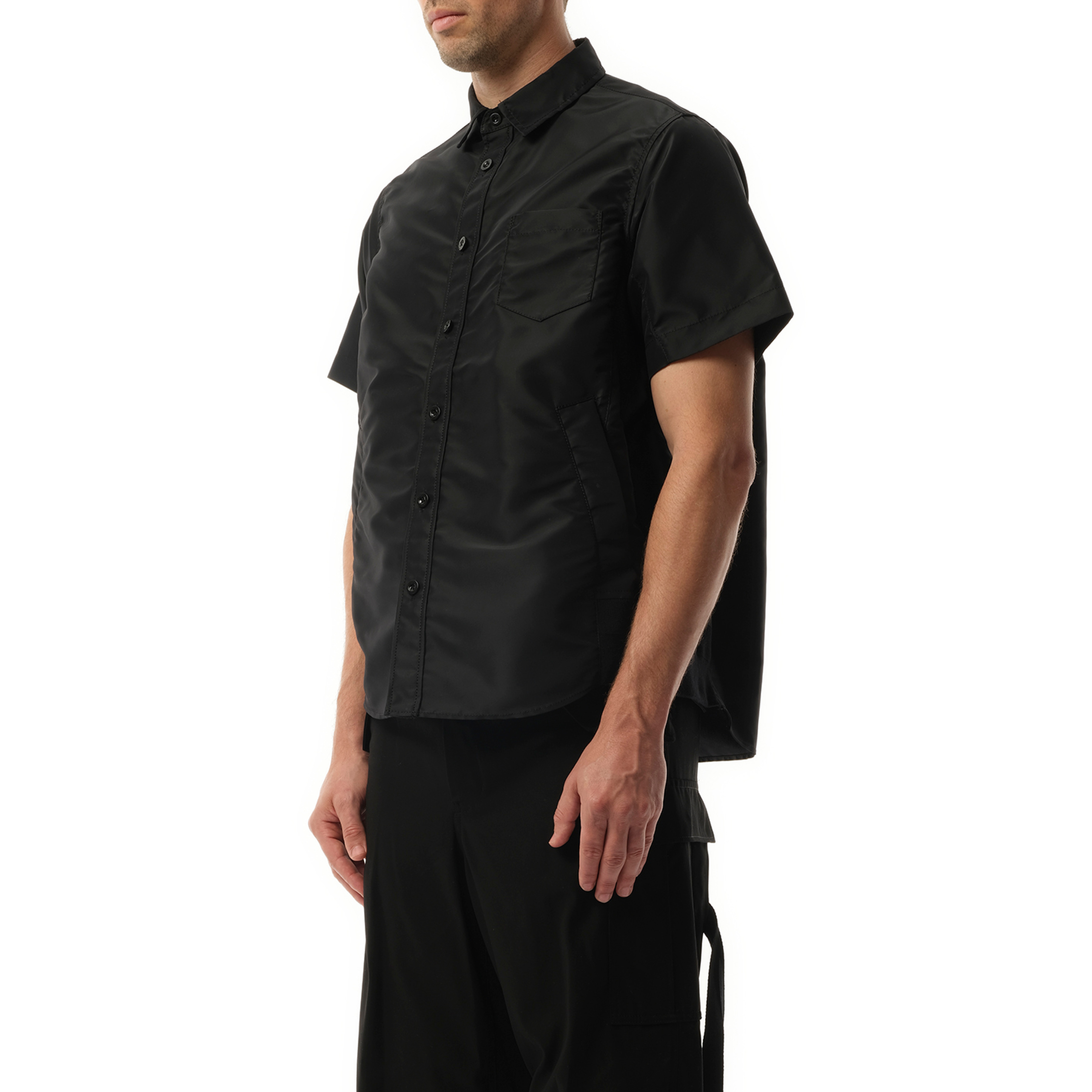 Nylon Twill Short-sleeve Shirt in Black - 5