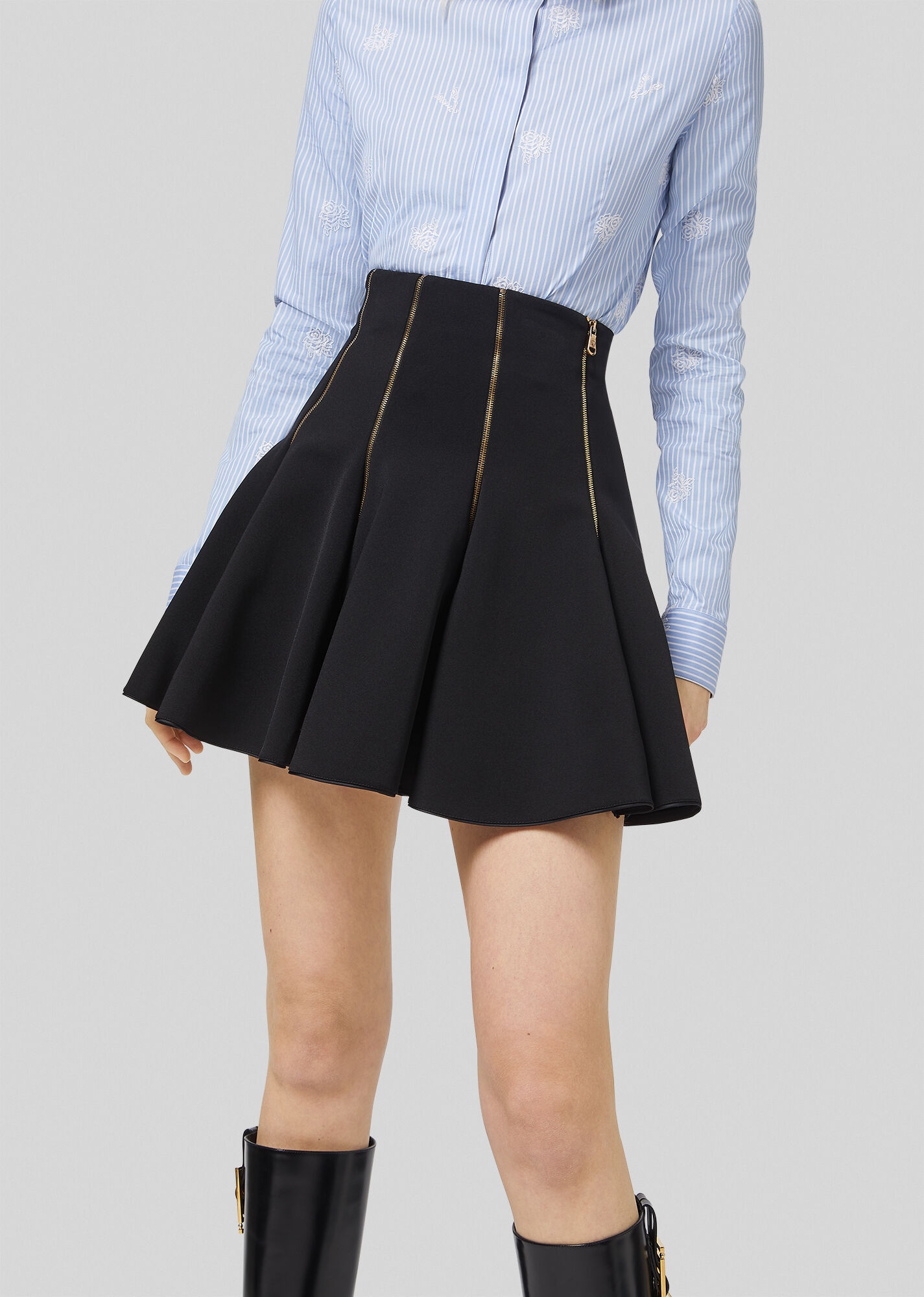 Zip Accent Pleated Mini Skirt - 2