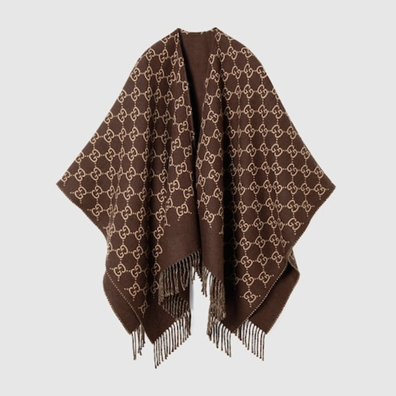 GUCCI GG wool jacquard cape outlook