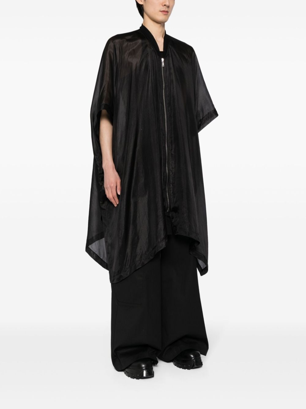 asymmetric silk-habotai coat - 3