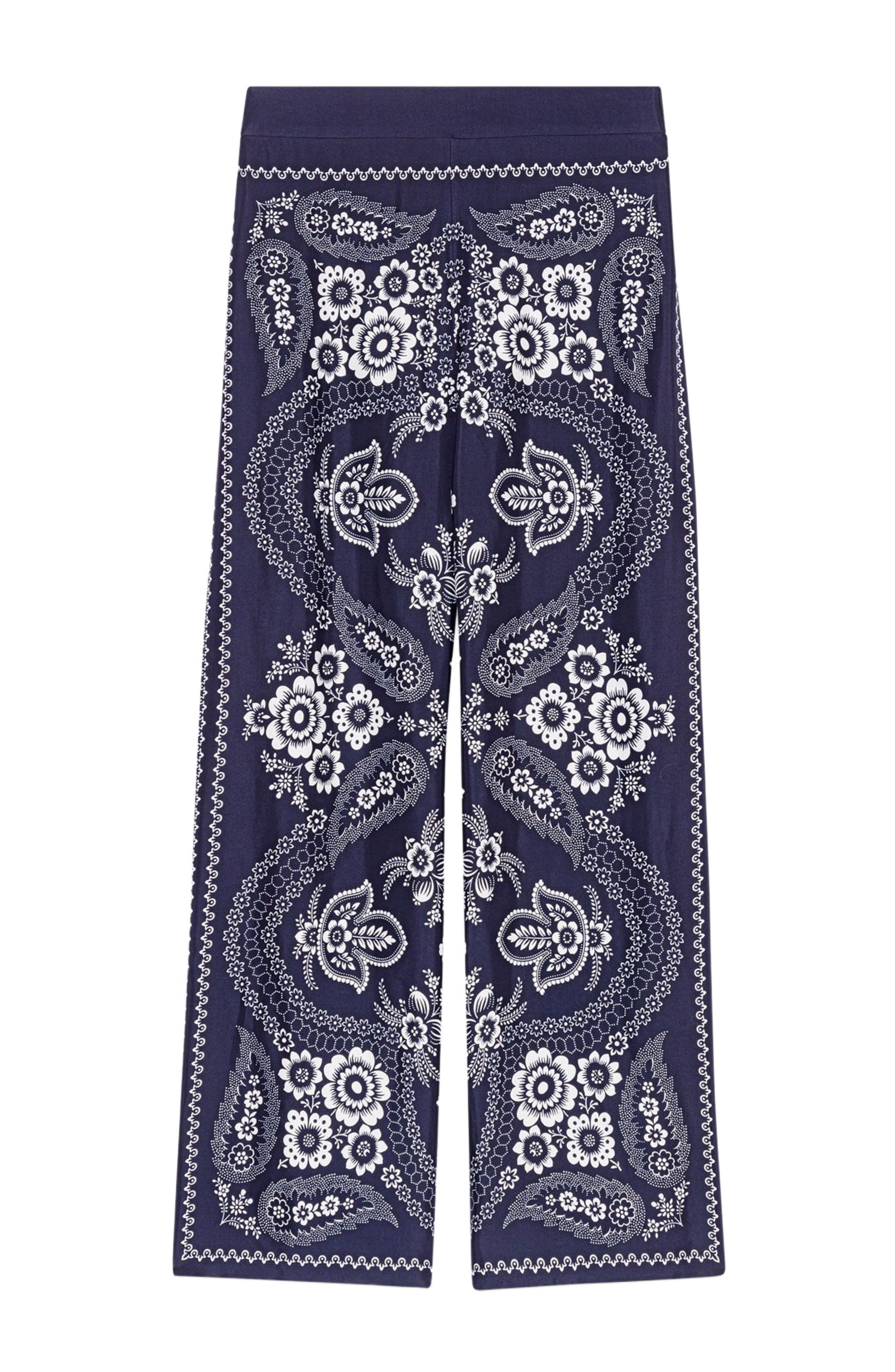 maje Flowing print trousers in Navy Bandana Print at Nordstrom - 6
