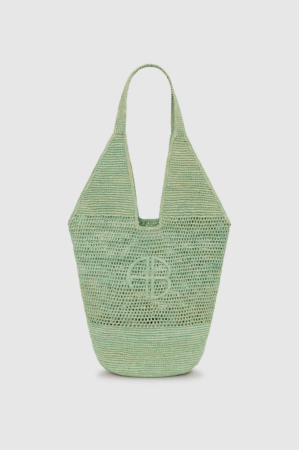 Leah Logo Hobo Raffia - Sea Foam Green - 1