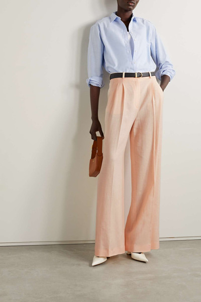 Loro Piana Nyack pleated linen and wool-blend wide-leg pants outlook