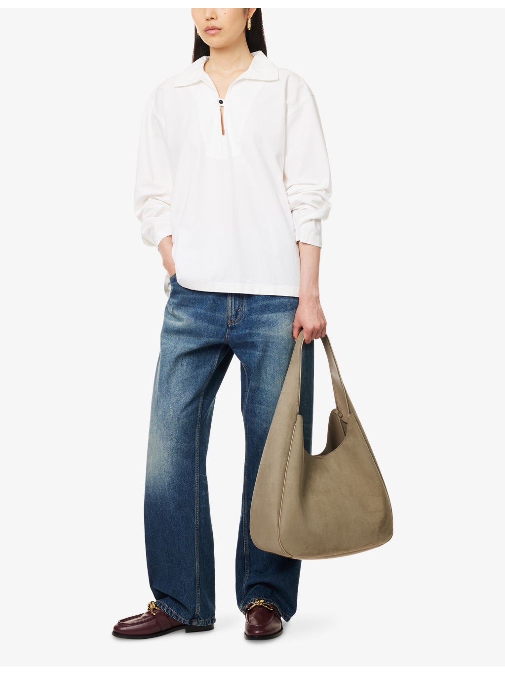 Tab-Trim Oversized-Fit Denim Top - 2
