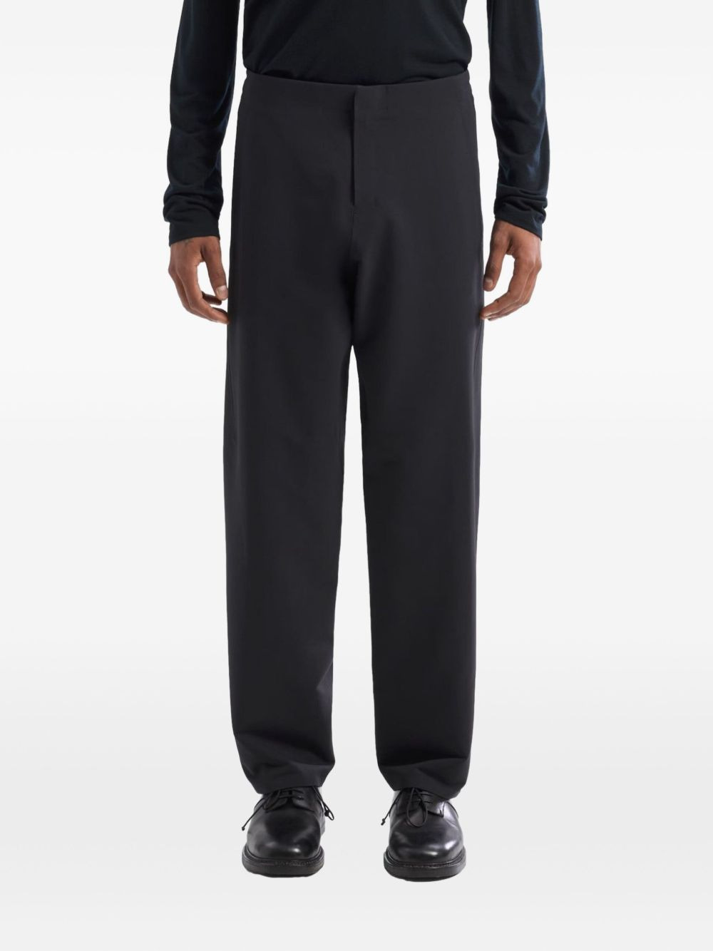 elastic-waistband straight-leg trousers - 4