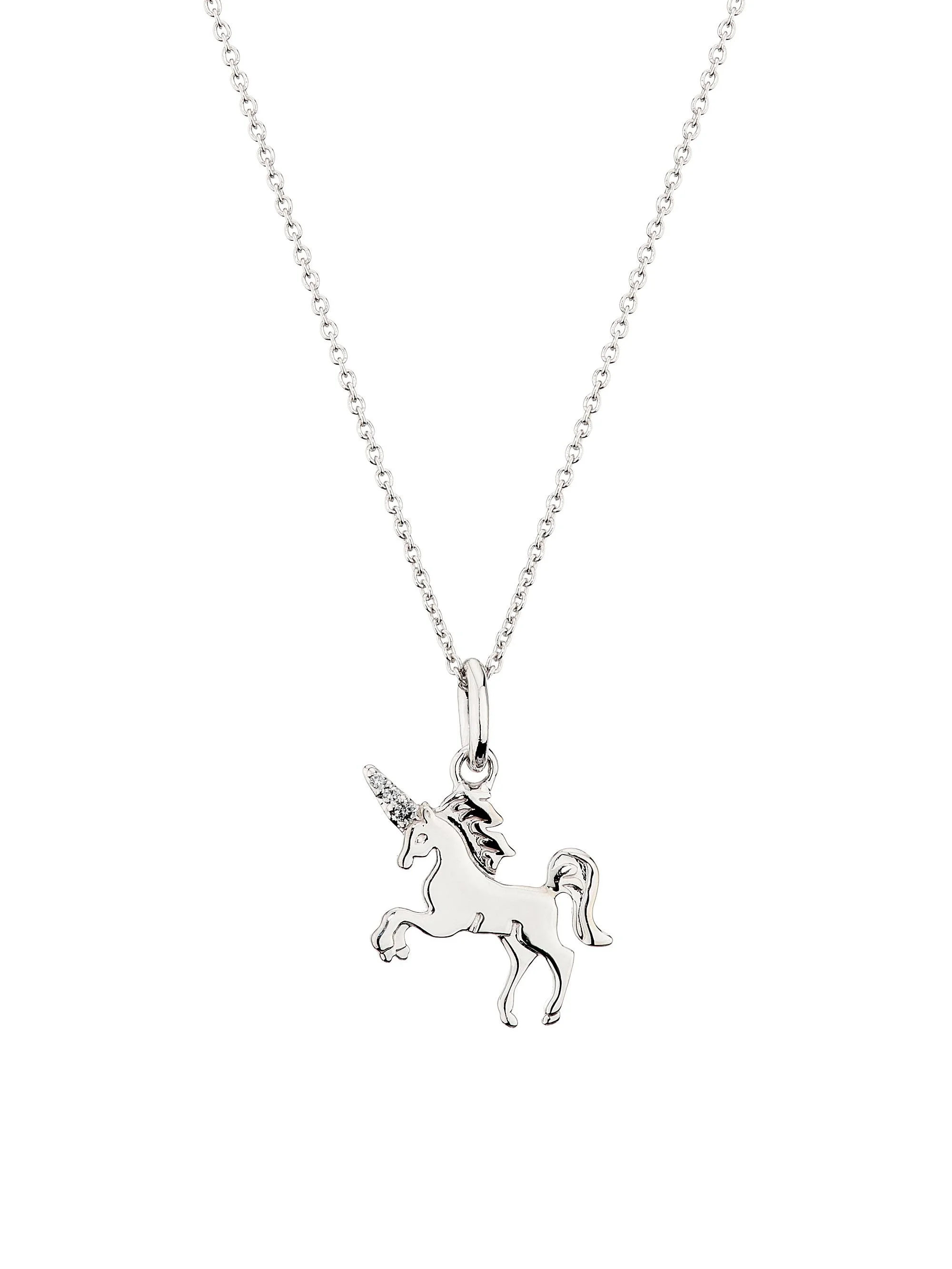 Women's Tiny Treasures 18K White Gold & 0.01 TCW Diamond Unicorn Pendant Necklace - White Gold - 1