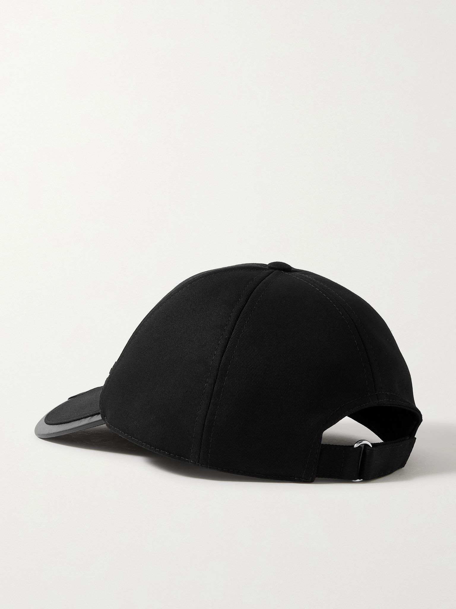 + adidas Originals faux leather and grosgrain-trimmed cotton-twill baseball cap Black - 3